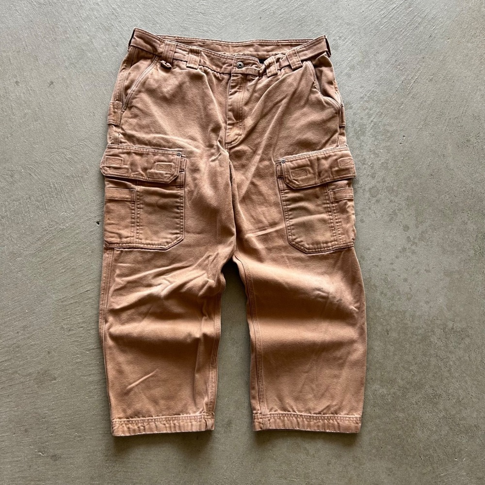 Duluth Trading Co Cargo Pants Size 40x28 Brown Relaxed Fit Straight Leg Canvas